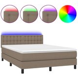  Krevet box spring s madracem LED smeđesivi 140x200 cm tkanina | shoptok.hr