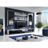  Dnevni regal PETER 2 beli mat / črni visoki sijaj + led | Shoptok.si