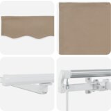 vidaXL ručna uvlačiva tenda s LED osvjetljenjem bež 450x300 cm, zamjenska tenda za okvir 4,5x3 m bež | shoptok.hr