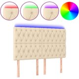 Maison Chic led posteljno vzglavje - vzglavna omarica - nočna omarica krem 160x7x118/128 cm blago, (21706672) | Shoptok.si