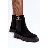 Boto Suede Ankle Boots On Massive Sole Black Ozaro | ePonuda.com