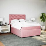 Krevet s oprugama i madracem ružičasti 140x190 cm baršunasti | shoptok.hr