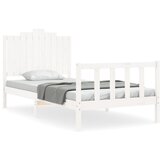 The Living Store Posteljni okvir z vzglavjem bel 100x200 cm trden les - Posteljni Okvir, (21523720) | Shoptok.si