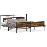 Maison Chic Kovinski Posteljni okvir - Dvoposteljna postelja - Zakonska postelja brez vzmetnice dimljen hrast 160x200cm, (21693824) Cene