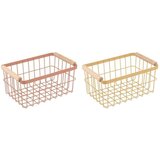 Višenamjenska Košara DKD Home Decor Metal Terakota Rumena Borovina (30 5 x 20 x 14 5 cm) (2 kom.)  Višenamjenska Košara DKD Home Decor Metal Terakota Rumena Borovina (30 5 x 20 x 14 5 cm) (2 kom.) Slike