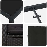 vidaXL 3 Delni Vrtni Jedilni Set z Blazinami Črn Poli Ratan | Shoptok.si
