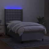  Krevet box spring s madracem LED svjetlosivi 80x200 cm tkanina | shoptok.hr