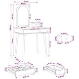  toaletna mizica z ogledalom FAUSKE, bela, 76x50x143 cm, 3438578 | Shoptok.si