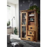 Livetastic vitrina, masivno mangov les naravne barve | Shoptok.si