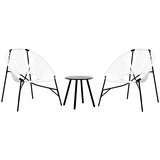  Vrtne stolice Set od 3 komada Crno-bijeli poli ratan | shoptok.hr