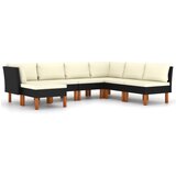 Maison Chic Seti vrtnega pohištva - Vrtna garnitura - Vrtni pohištvo set 7-delna z blazinami poli ratan črna, (21801262) | Shoptok.si