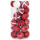  Set božićnih kuglica 30 kom. Crvena i bijela Ø 6 cm Plastika - Crvena i bijela (geometrijski motiv) | shoptok.hr
