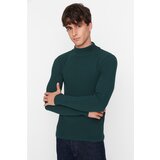 Trendyol Emerald Green Men's Fitted Slim Fit Half Turtleneck Corded Knitwear Sweater Cene