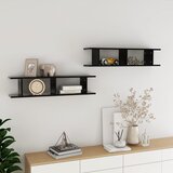 vidaXL Stenska polica 2 kosa črna 90x18x20 cm iverna plošča Cene
