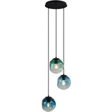 QAZQA Art Deco viseča svetilka črna z modrim steklom 3-luči - Douglass | Shoptok.si