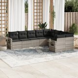 Maison Chic Seti vrtnega pohištva - Vrtna garnitura - Vrtni pohištvo set 9-delna z blazinami sv. siv poli ratan, (21804162) | Shoptok.si