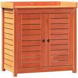 vidaXL Miza za sajenje s policami rjava 82,5x50x86,5 cm trdna borovina | Shoptok.si