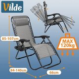 Vilde 489357 Zero Gravity sklopiva vrtna ležaljka do 120 kg s naslonom i držačem – siva | shoptok.hr