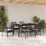  7-dijelni set za blagovanje u vrtu s jastučićima crni poli ratan | shoptok.hr