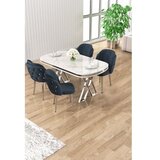 Hanah home Set trpezarijskog stola i stolica (5 delova) Zae White Marble Chrome Anthracite | Eponuda.com