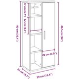 vidaXL Kopalniška omarica z držalom za zvitke sonoma hrast 39x22x90 cm | Shoptok.si