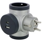 Legrand 049439 - rotirajući razdelnik sa 2 utičnice, Tip E + USB-A + USB-C, srebrna/crna | Eponuda.com