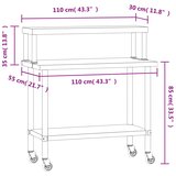  Kuhinjski radni stol s policom 110x55x120 cm nehrđajući čelik | shoptok.hr