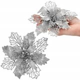  Božićni ukras “Božićna zvijezda” srebrna - promjer 16 cm | shoptok.hr