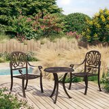  3-dijelni bistro set od lijevanog aluminija brončani | Eponuda.com