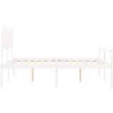 Krevet za starije s uzglavljem bijeli 160x200 cm masivnog drva | shoptok.hr