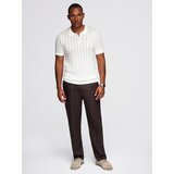 Ombre Men's openwork polo shirt with zipper at neckline - white | shoptok.hr