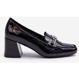 VINCEZA Black Patent Low Heel Court Shoes with Decoration Makki | ePonuda.com