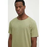 Tommy Hilfiger Kratka majica s primesjo lanu zelena barva