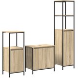  Set namještaja za kupaonicu s policom 3 pcs Sonoma hrast i crna | Eponuda.com