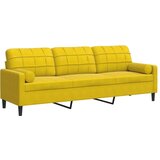 vidaXL Kavč trosed z okrasnimi blazinami rumen 210 cm žamet | Shoptok.si
