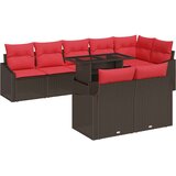 vidaXL Vrtna sedežna garnitura 9 pcs Rjava in rdeča poli ratan, (5000135613) | Shoptok.si