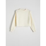 Reserved - Majica s ukrasnim naborima na ramenima - krem | shoptok.hr