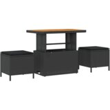 vidaXL 8-delni vrtni sofa set z blazinami črna poli ratan akacija | Shoptok.si