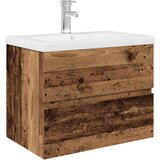  Ormarić za sudoper ugradbenim umivaonikom i slavinom Staro drvo Smeđa 60 x 38.5 x 45 cm | shoptok.hr