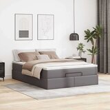 vidaXL Otomanski posteljni okvir z vzmetnico siv 140x200 cm um. usnje | Shoptok.si