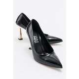 LuviShoes MERLOT Women's Black Patent Leather Heeled Shoes Cene