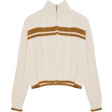 Trendyol stone crop color block stand collar knitwear cardigan Cene