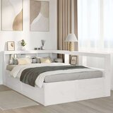  Knjižna postelja brez vzmetnice bela 135x190 cm trdna borovina | Shoptok.si