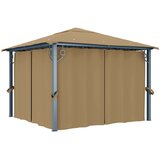  Sjenica sa zastorom 300 x 300 cm smeđe-siva aluminijska | shoptok.hr