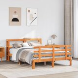 Maison Chic Posteljni okvir - Dvoposteljna postelja - Zakonska postelja z vzglavjem voščeno rjava 160x200 cm borovina, (21693547) | Shoptok.si