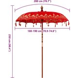  Suncobran Ostalo Crvena x 250 cm Pamuk i drvo | shoptok.hr