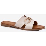 EVENTO Ladies Flat Slippers With Decorative Detail Beige Amiresna | Shoptok.si