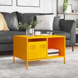 vidaXL Klubska mizica gorčično rumena 68,5x50x43,5 cm valjano jeklo | Shoptok.si