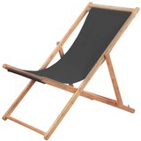  Sklopiva ležaljka za plažu od tkanine s drvenim okvirom siva Cijene