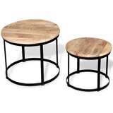  Dvodijelni Set Stolića za Kavu Masivno Mango Drvo Okrugli 40cm/50cm | shoptok.hr